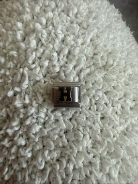 H (black, gold, & silver) - Italian Charm Bracelet Charm